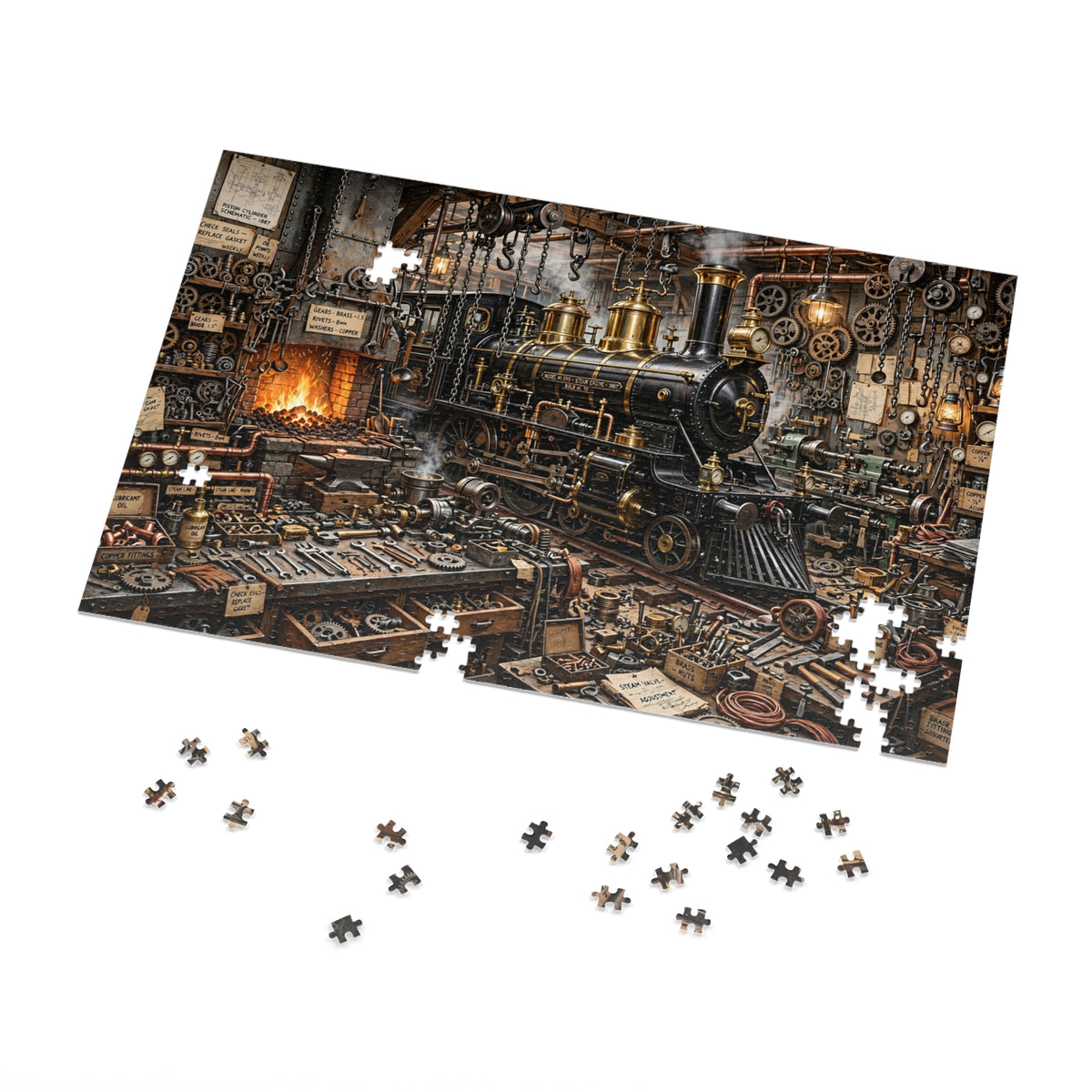 Steam Locomotive Workshop — 1000-Piece Jigsaw Puzzle in Tin Box