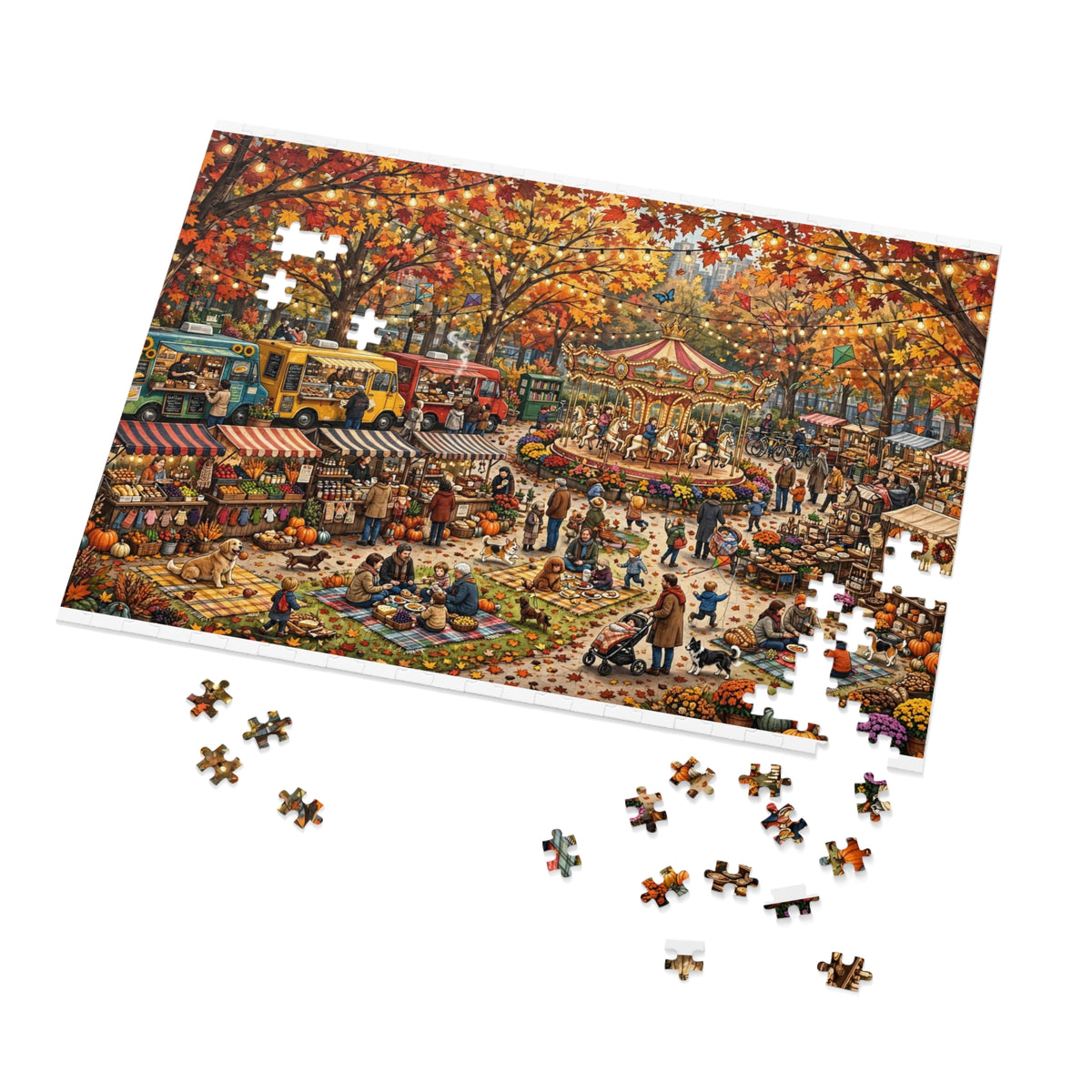 City Park in Autumn — 1000-Piece Jigsaw Puzzle in Tin Box