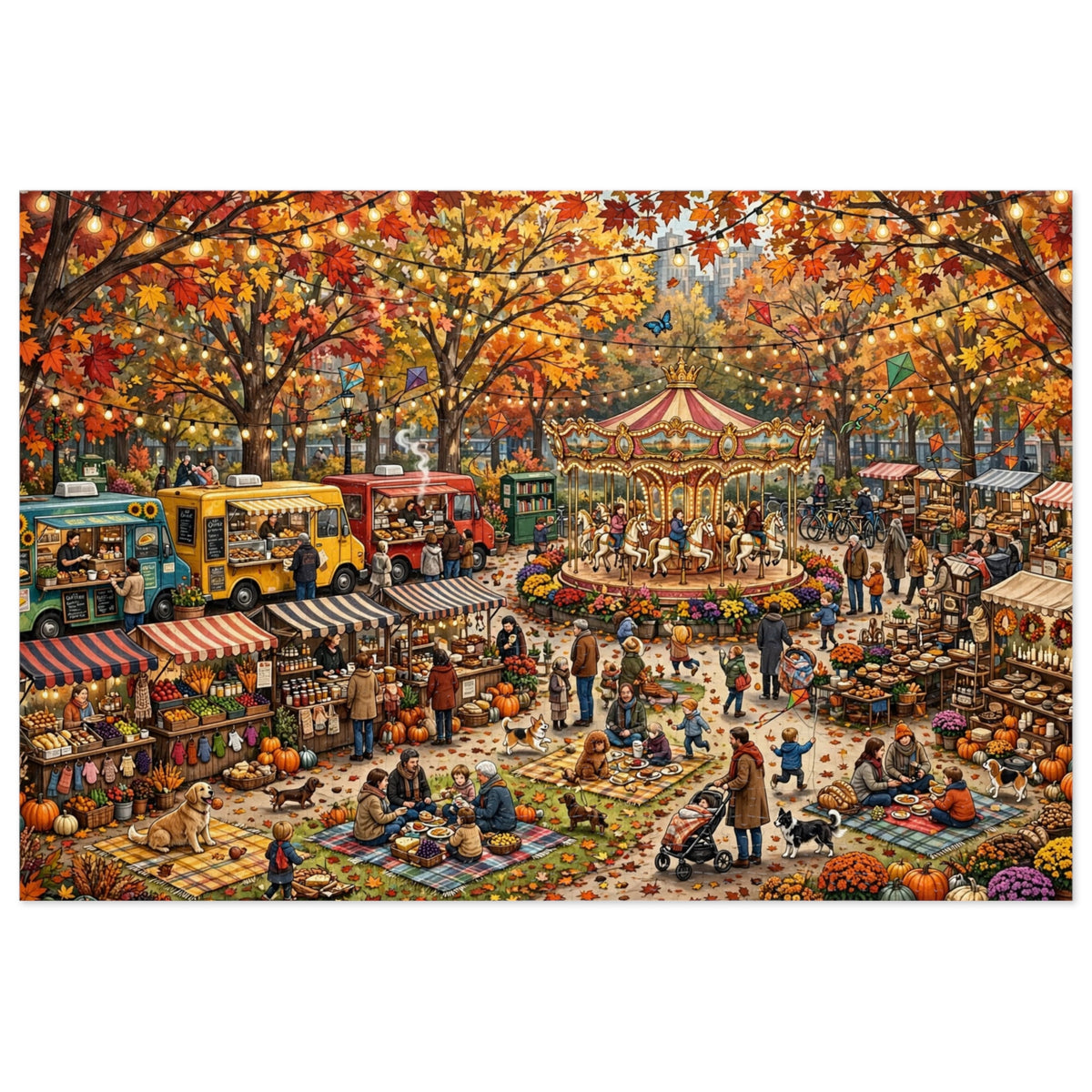 City Park in Autumn — 1000-Piece Jigsaw Puzzle in Tin Box