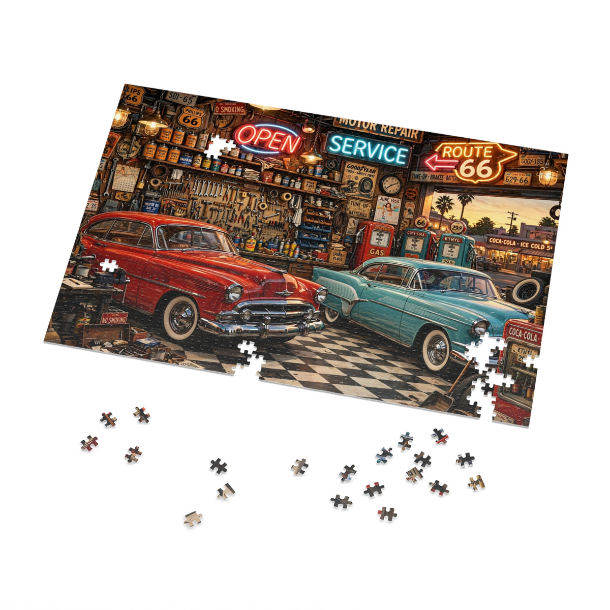 1950s Garage — 1000-Piece Jigsaw Puzzle in Tin Box
