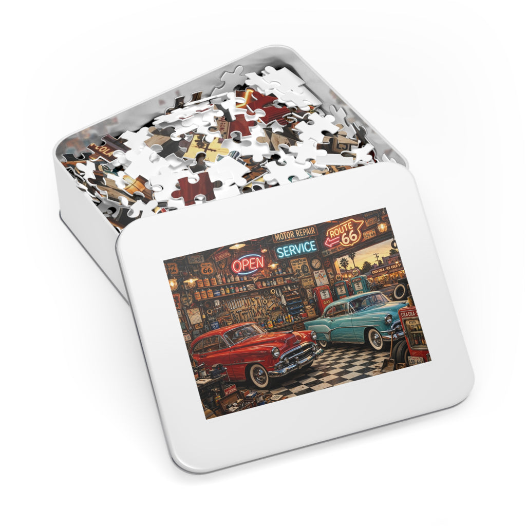1950s Garage — 1000-Piece Jigsaw Puzzle in Tin Box