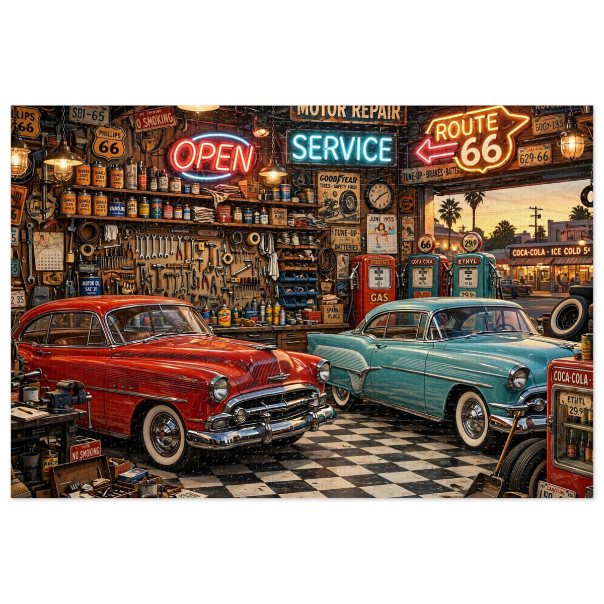 1950s Garage — 1000-Piece Jigsaw Puzzle in Tin Box