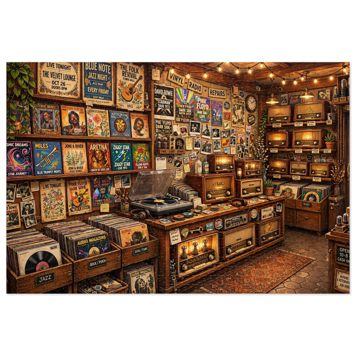 Vinyl & Radio Store — 1000-Piece Jigsaw Puzzle in Tin Box