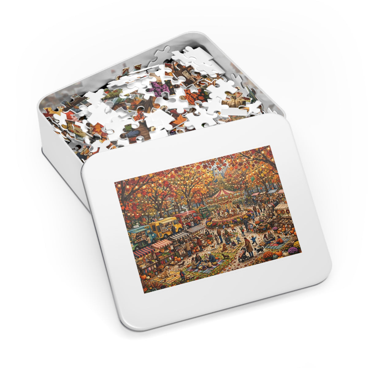 City Park in Autumn — 1000-Piece Jigsaw Puzzle in Tin Box