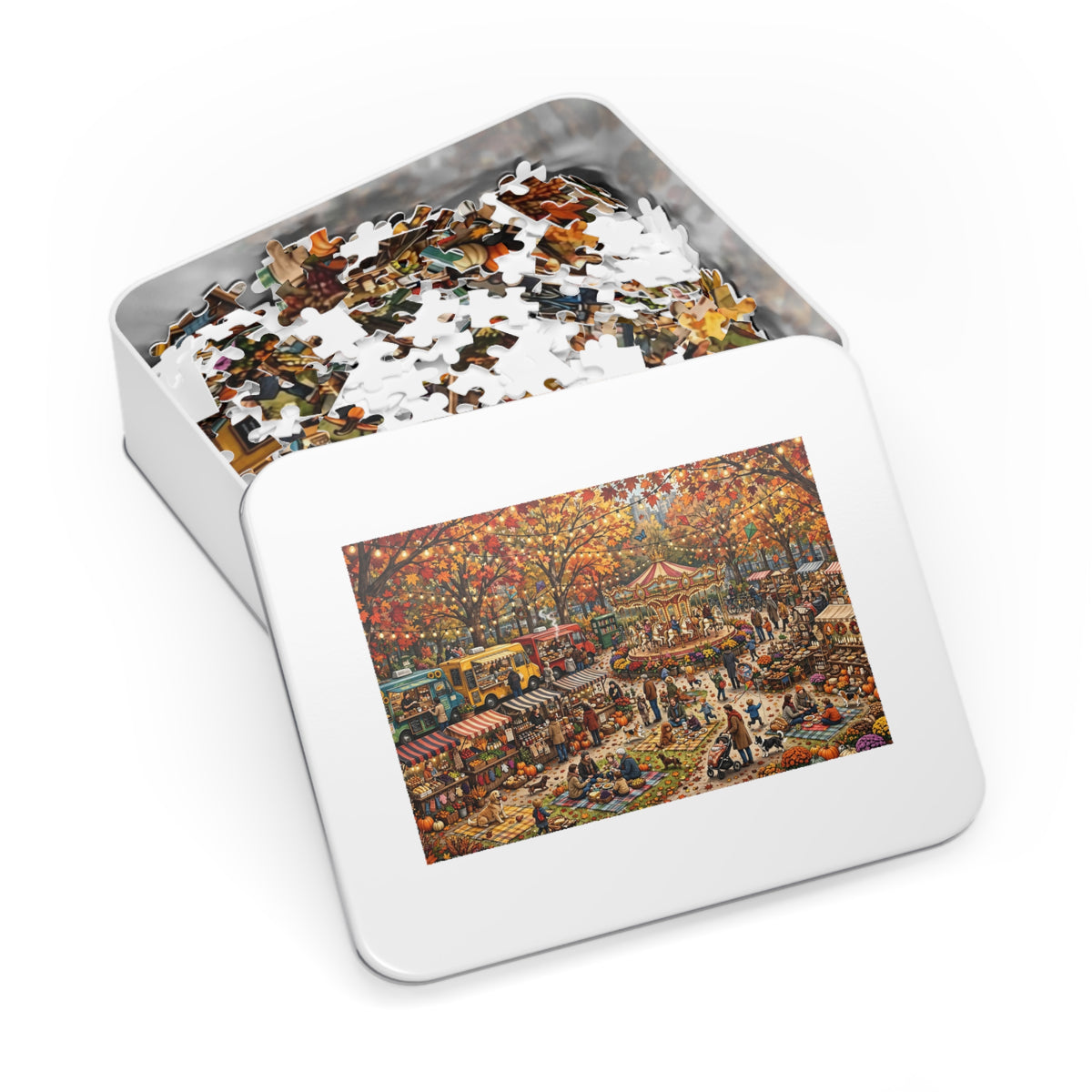 City Park in Autumn — 1000-Piece Jigsaw Puzzle in Tin Box