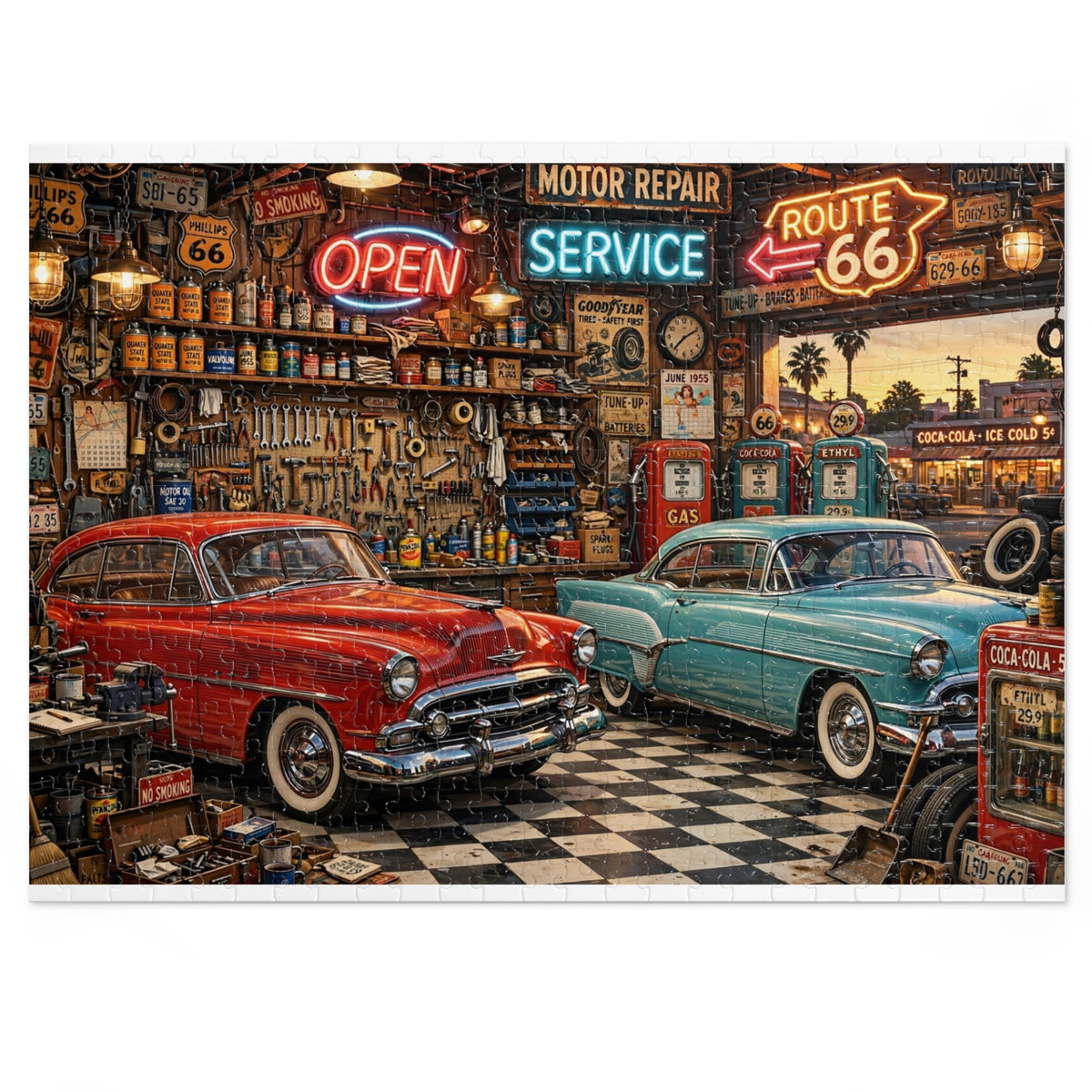 1950s Garage — 1000-Piece Jigsaw Puzzle in Tin Box