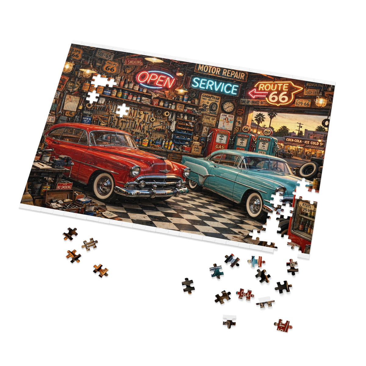 1950s Garage — 1000-Piece Jigsaw Puzzle in Tin Box