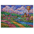 Stained Glass Village & Windmill Valley — 1000-Piece Jigsaw Puzzle in Tin Box