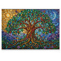 Stained Glass Tree of Life — 1000-Piece Jigsaw Puzzle in Tin Box