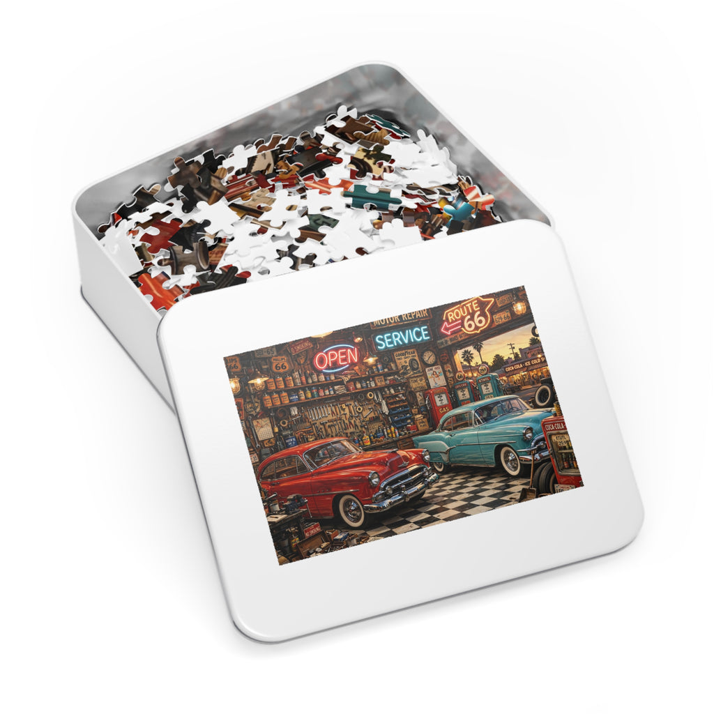 1950s Garage — 1000-Piece Jigsaw Puzzle in Tin Box