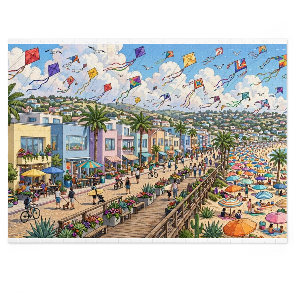 Coastal Town Harbor — 1000-Piece Jigsaw Puzzle in Tin Box